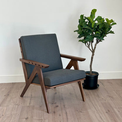 Envy Armchair - Walnut with Charcoal - Front Qtr