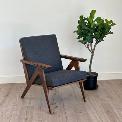 Envy Armchair - Walnut with Charcoal Grey - Front Qtr