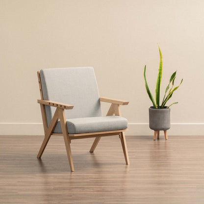 Envy Armchair - White Oak Light Grey Fabric - Chair Only